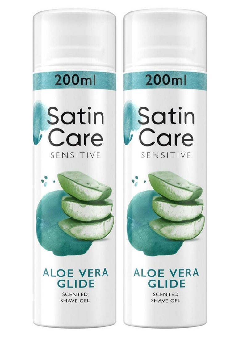 Gillette Pack Of 2 Gillette Satin Care Shave Gel With Aloe Vera For Sensitive Skin 200ml - Image 1