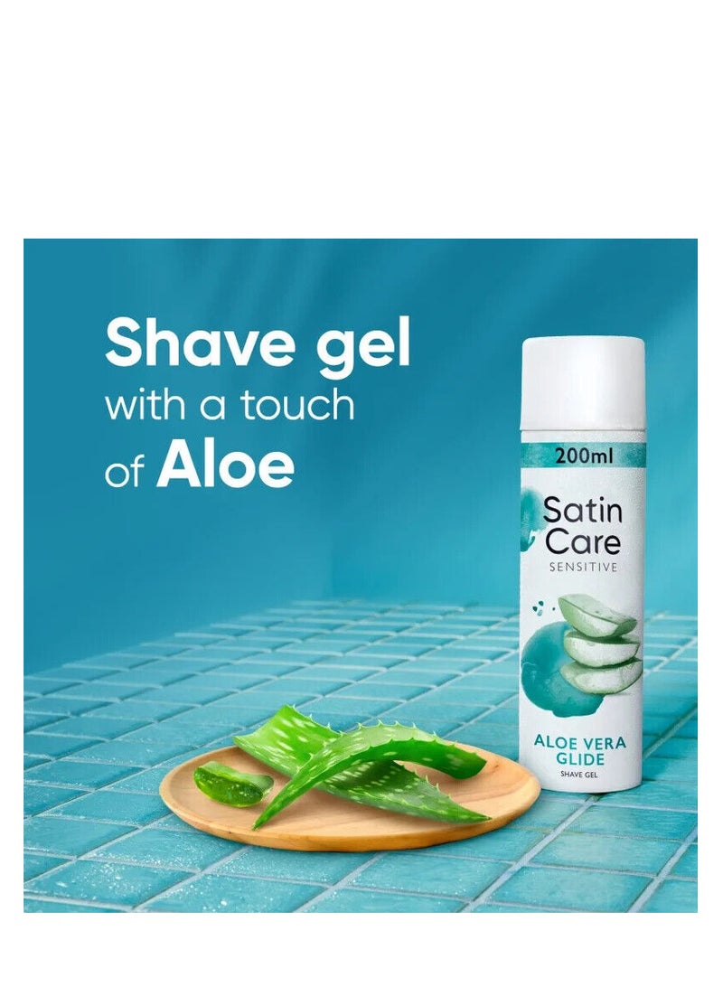 Gillette Pack Of 2 Gillette Satin Care Shave Gel With Aloe Vera For Sensitive Skin 200ml - Image 2