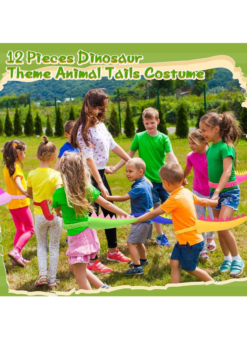 SOLARAE مجموعة ذيول الديناصورات 12 قطعة، ذيول ديناصور قطنية للأطفال، زي ديناصور، ذيول حيوانات بموضوع التنين، إكسسوارات زي، أدوات أداء، لحفلات تنكرية للبنات والأولاد والبالغين - Image 4