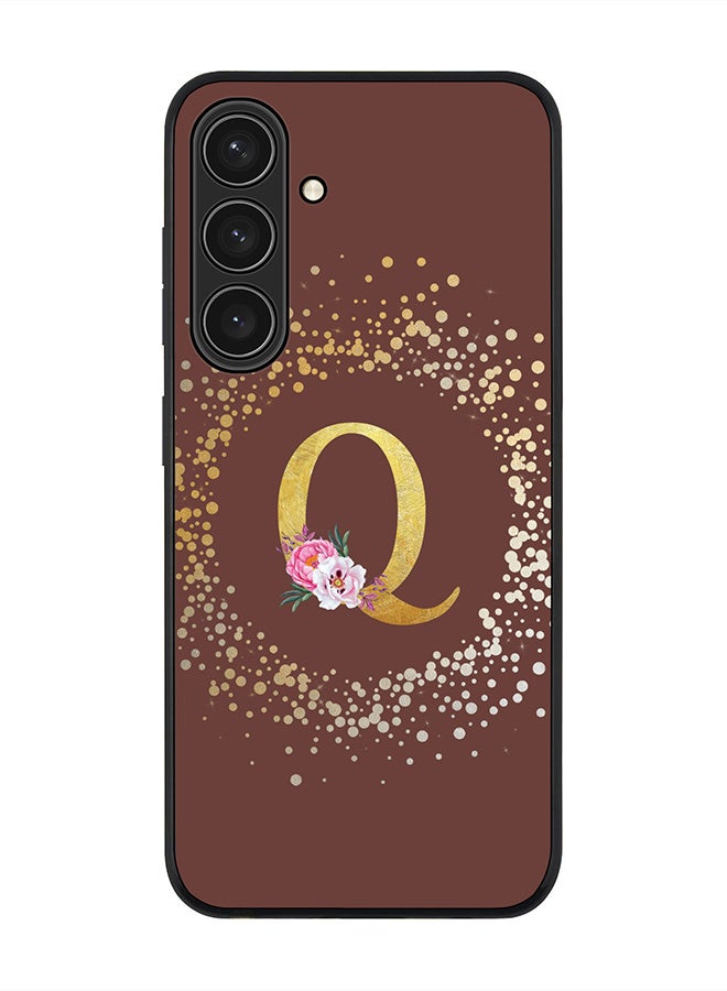 Stylizedd For Samsung Galaxy S25+ / S25 Plus 5G Case,Slim fit Camera Protection, Shockproof Thin Phone cover  - Custom Monogram Floral - Q  (Brown ) - Image 1