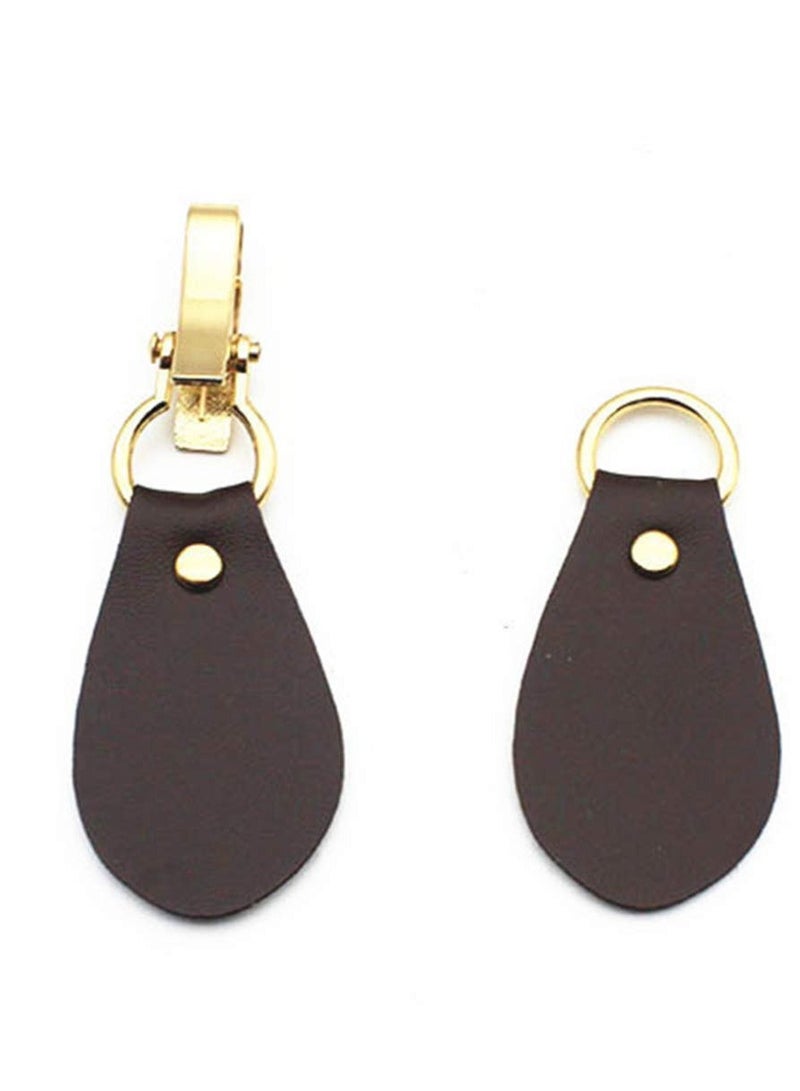Excefore 4 pcs Leather Tab Closure Clip Holder, Buckle Clasp Pin for Poncho Cape Cardigan Wrap Shawl Accessories Golden and Coffee - Image 3