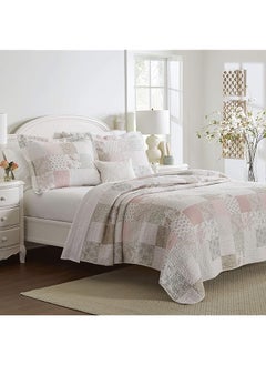 Home King Quilt Set Cotton Reversible Bedding With Matching Shams Home Decor Ideal For All Seasons Celina Patchwork Pink Sage King