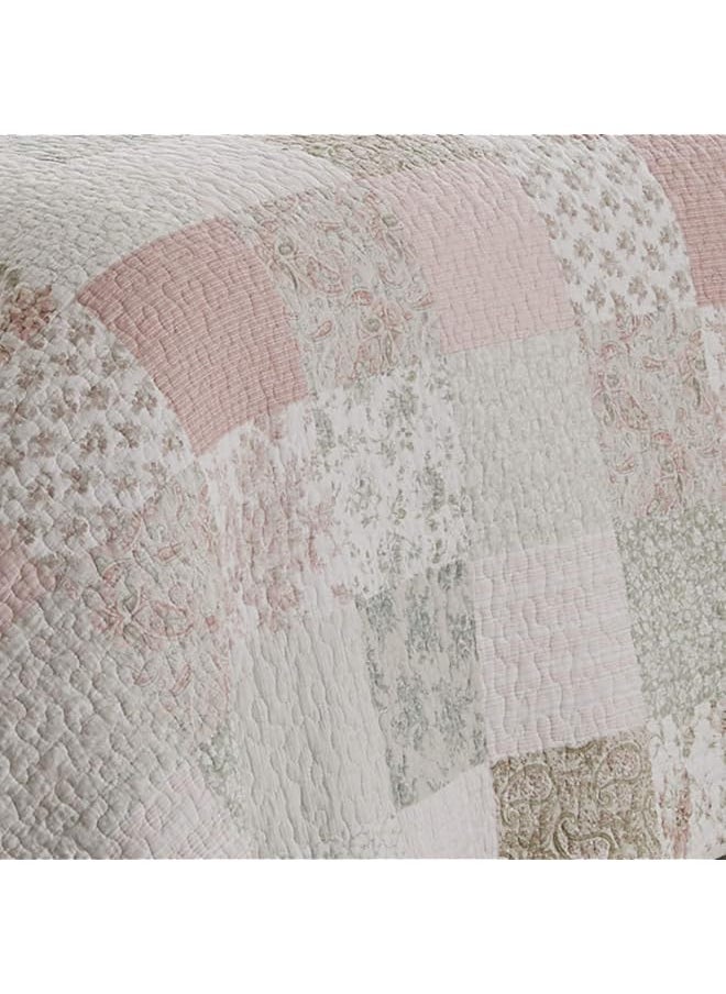 LAURA ASHLEY - Home King Quilt Set Cotton Reversible Bedding With Matching Shams Home Decor Ideal For All Seasons Celina Patchwork Pink Sage King - Image 1