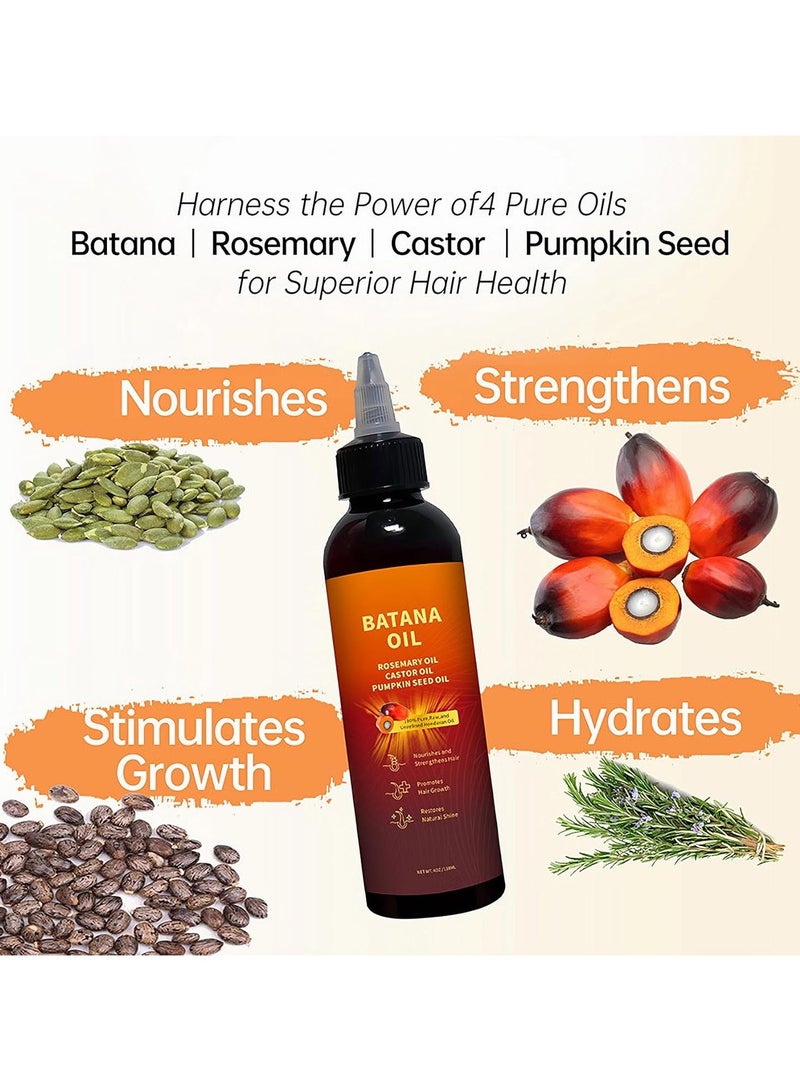 SKQIR Organic Batana Oil for Hair Growth (118ml/4oz), USDA Certified, Natural & Cold-Pressed, Deep Hydration, Hair & Scalp Repair, Anti-Hair Loss with Castor & Rosemary Oil for Stronger - Image 2