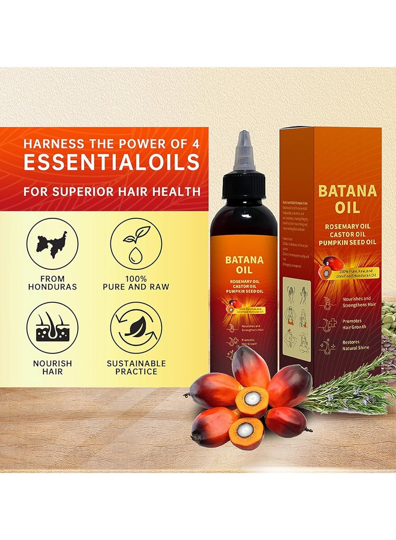 SKQIR Organic Batana Oil for Hair Growth (118ml/4oz), USDA Certified, Natural & Cold-Pressed, Deep Hydration, Hair & Scalp Repair, Anti-Hair Loss with Castor & Rosemary Oil for Stronger - Image 4