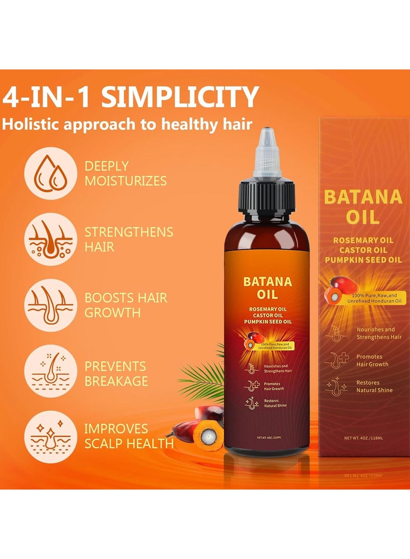 SKQIR Organic Batana Oil for Hair Growth (118ml/4oz), USDA Certified, Natural & Cold-Pressed, Deep Hydration, Hair & Scalp Repair, Anti-Hair Loss with Castor & Rosemary Oil for Stronger - Image 3