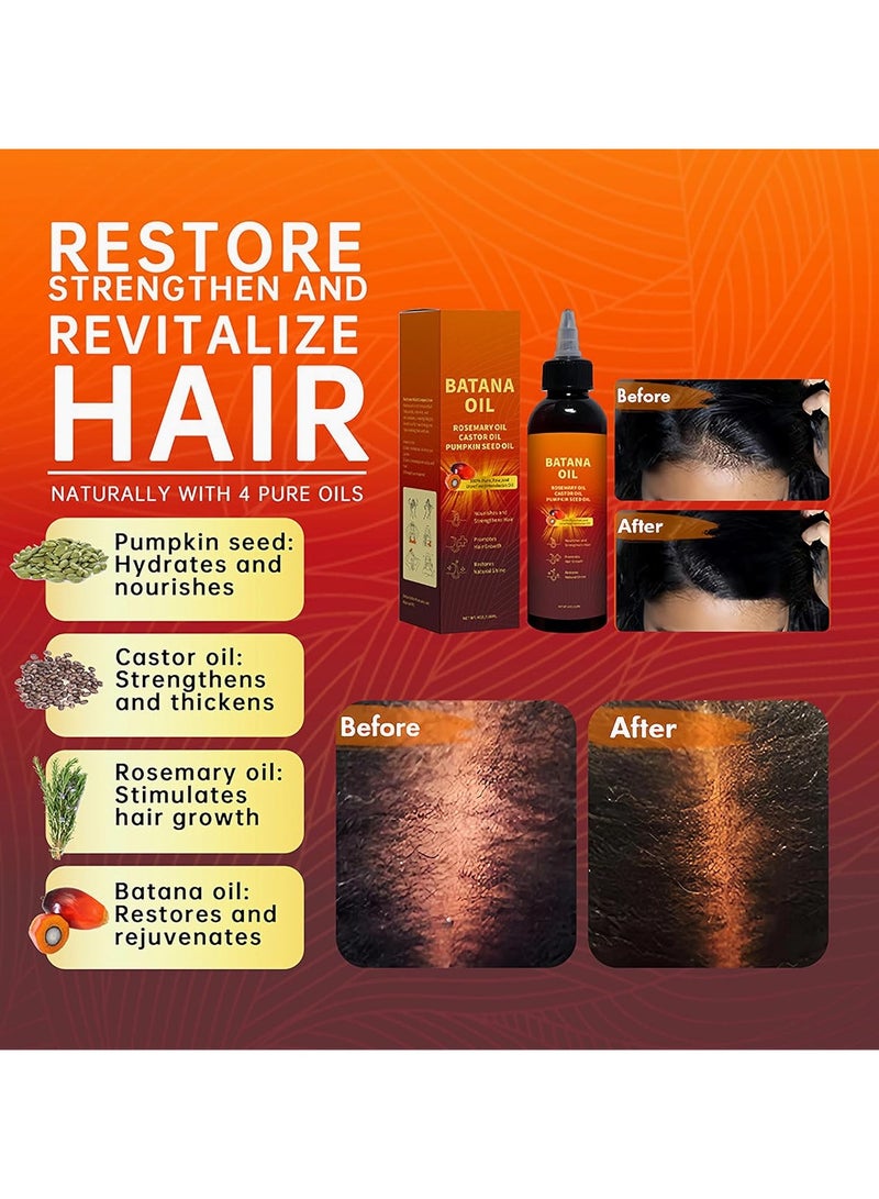 SKQIR Organic Batana Oil for Hair Growth (118ml/4oz), USDA Certified, Natural & Cold-Pressed, Deep Hydration, Hair & Scalp Repair, Anti-Hair Loss with Castor & Rosemary Oil for Stronger - Image 5