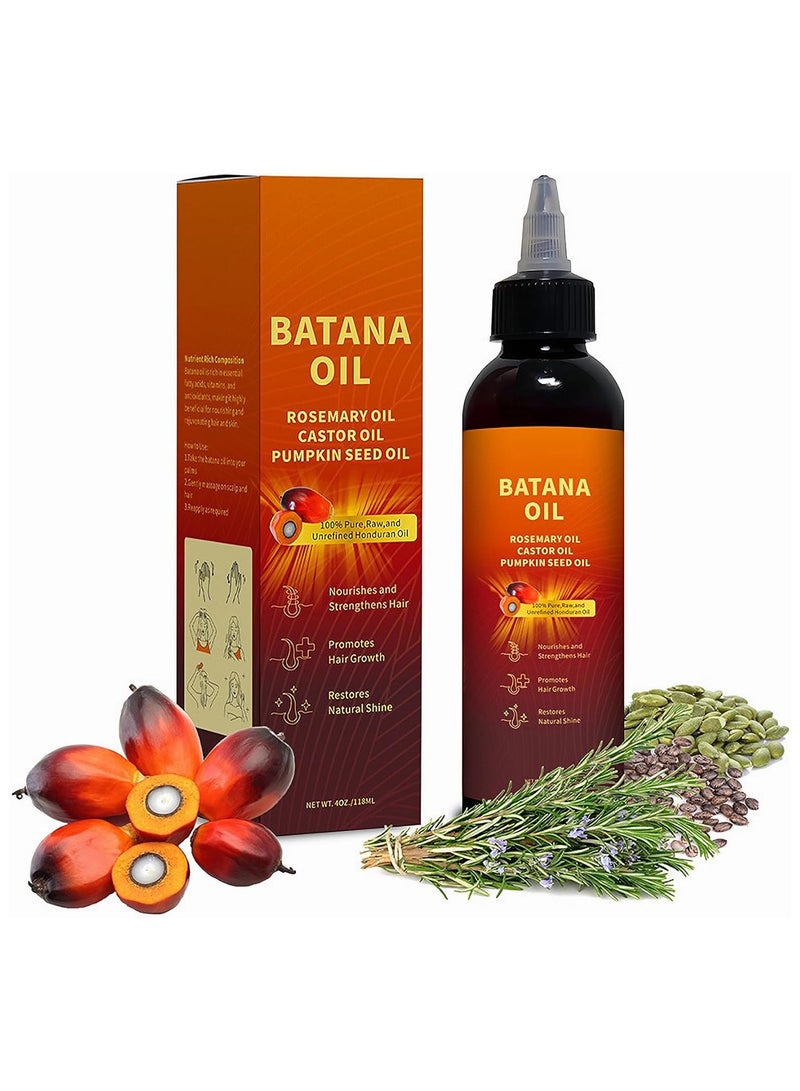 SKQIR Organic Batana Oil for Hair Growth (118ml/4oz), USDA Certified, Natural & Cold-Pressed, Deep Hydration, Hair & Scalp Repair, Anti-Hair Loss with Castor & Rosemary Oil for Stronger - Image 1