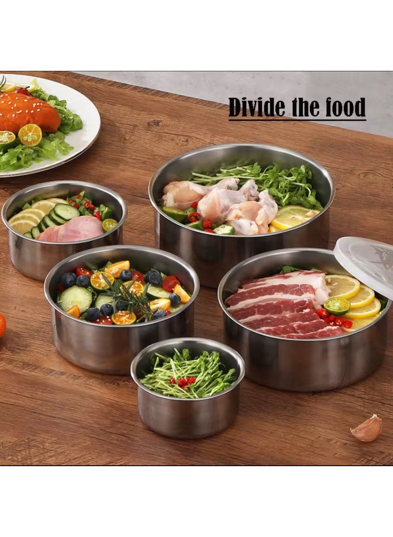 علب حفظ طعام، مصنوعة من الستانلس ستيل والبلاستيك، مجموعة من 5 قطع - Image 5