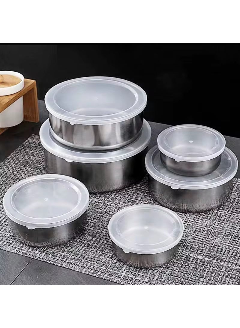 علب حفظ طعام، مصنوعة من الستانلس ستيل والبلاستيك، مجموعة من 5 قطع - Image 4