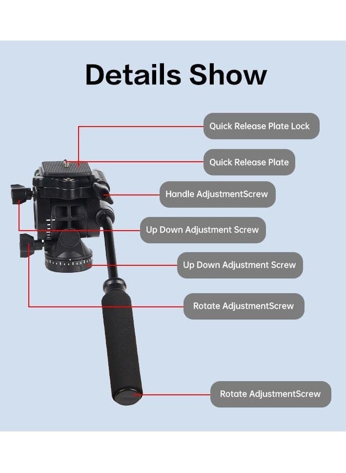 Jmary JMARY KT285+NB50 Extendable Height Tripod Stand with Hydraulic Head – Black - Image 4