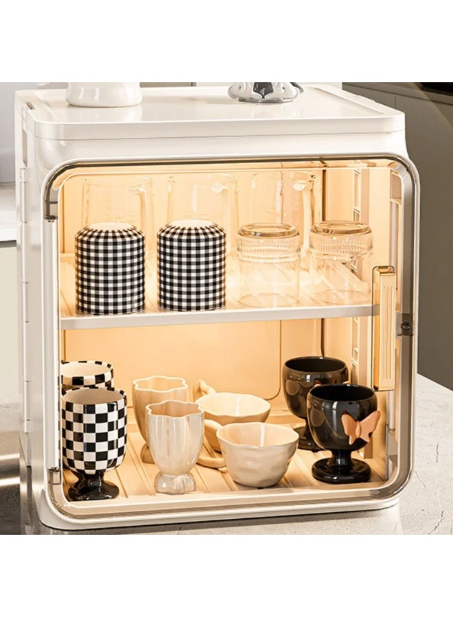 Bukela Dustproof Cup Storage Rack, Tabletop Teacup Water Cup Holder, Tea Set Storage Box, Coffee Mug Drain Cup Holder, Dustproof Desktop Makeup Organizer - Image 2