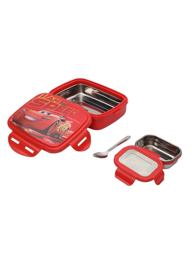 JAYPEE JAYPEE Steel Tek Jr. Insulated Lunch Box Disney Car,Red, 400 ml | Airtight Tiffin Box for School Kids Inner Stainless Steel Mini Box | Bpa Free  - Image 3