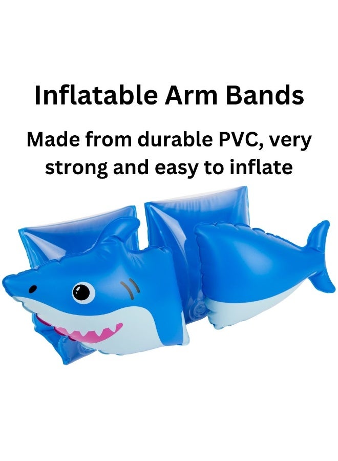 Trishi Coconut Grove Inflatable Arm Bands for Kids Swimming – Adjustable Swim Floaties, Safety Arm Floats for Toddlers & Children, Durable PVC Water Wings for Pool & Beach Use (FINN SHARK) - Image 2
