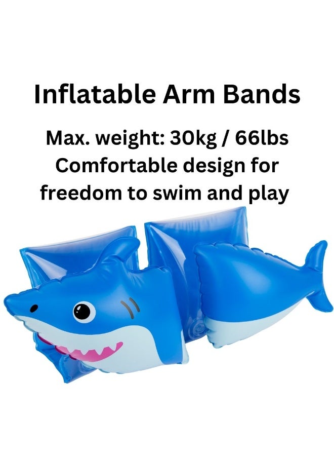 Trishi Coconut Grove Inflatable Arm Bands for Kids Swimming – Adjustable Swim Floaties, Safety Arm Floats for Toddlers & Children, Durable PVC Water Wings for Pool & Beach Use (FINN SHARK) - Image 3