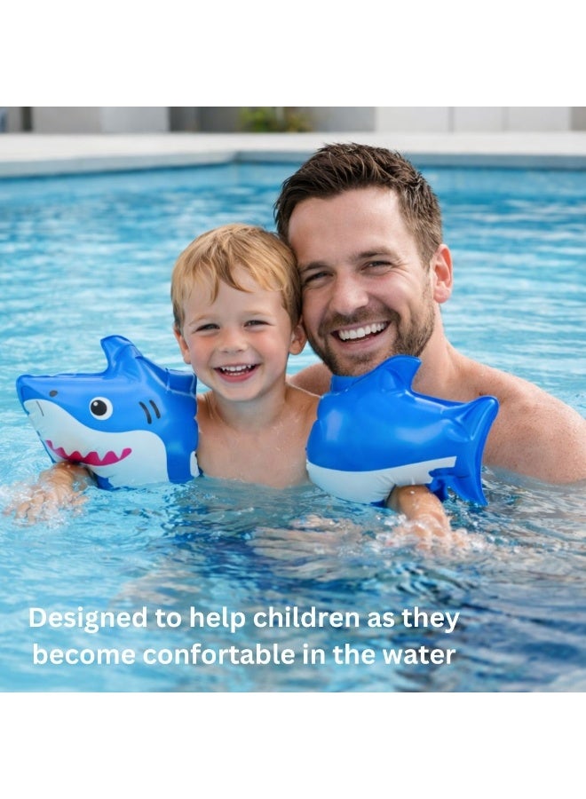 Trishi Coconut Grove Inflatable Arm Bands for Kids Swimming – Adjustable Swim Floaties, Safety Arm Floats for Toddlers & Children, Durable PVC Water Wings for Pool & Beach Use (FINN SHARK) - Image 5