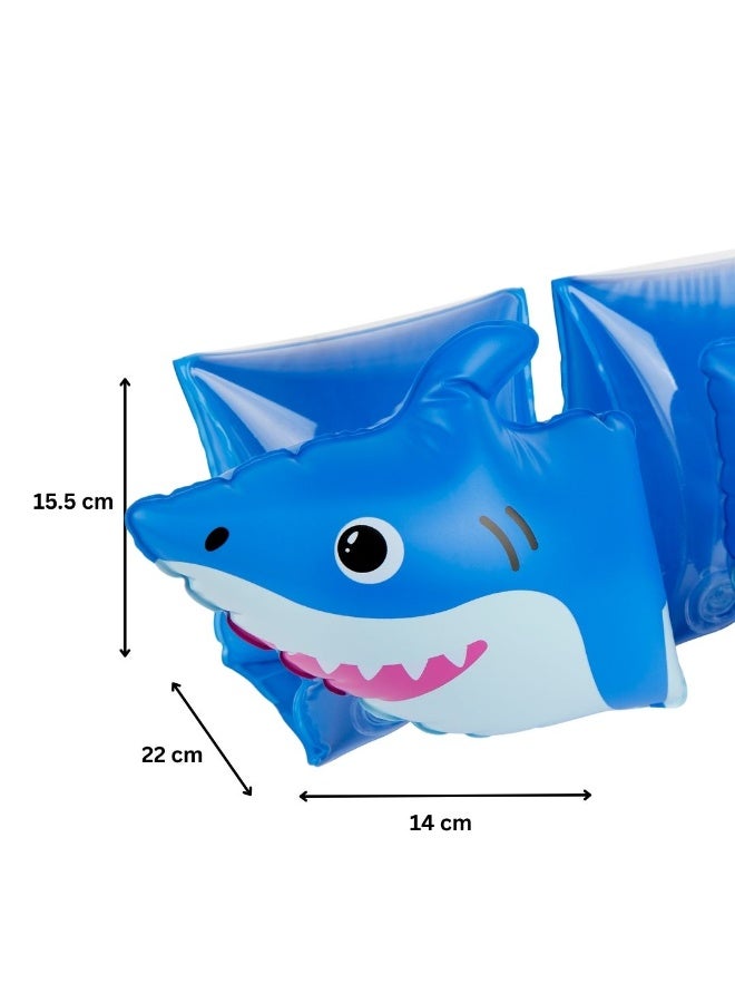 Trishi Coconut Grove Inflatable Arm Bands for Kids Swimming – Adjustable Swim Floaties, Safety Arm Floats for Toddlers & Children, Durable PVC Water Wings for Pool & Beach Use (FINN SHARK) - Image 4