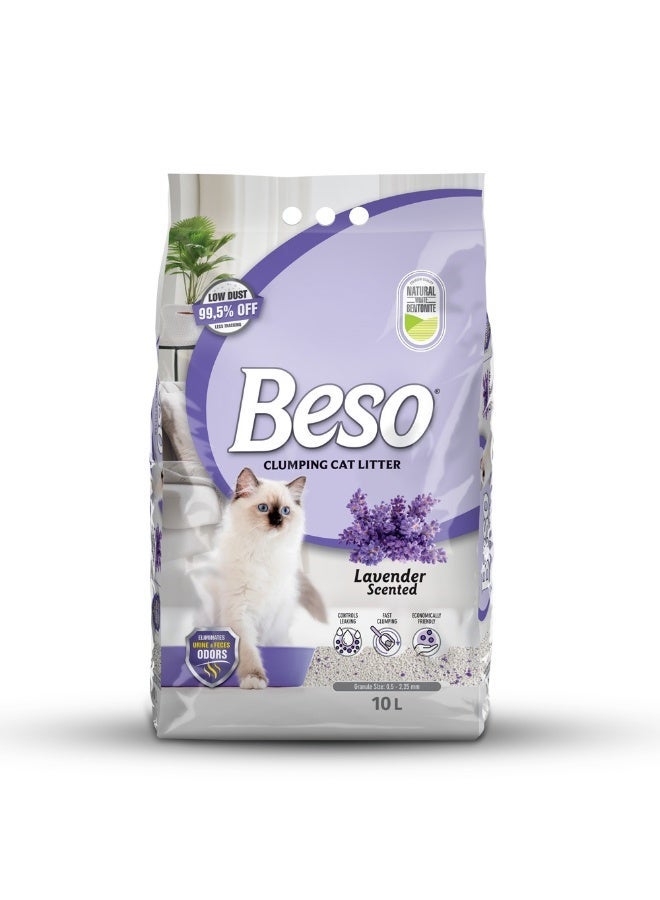 Beso Lavender Scented Clumping Cat Litter – Fast Clumping, Odor Control, Dust-Free & Long-Lasting Freshness 10 k - Image 1