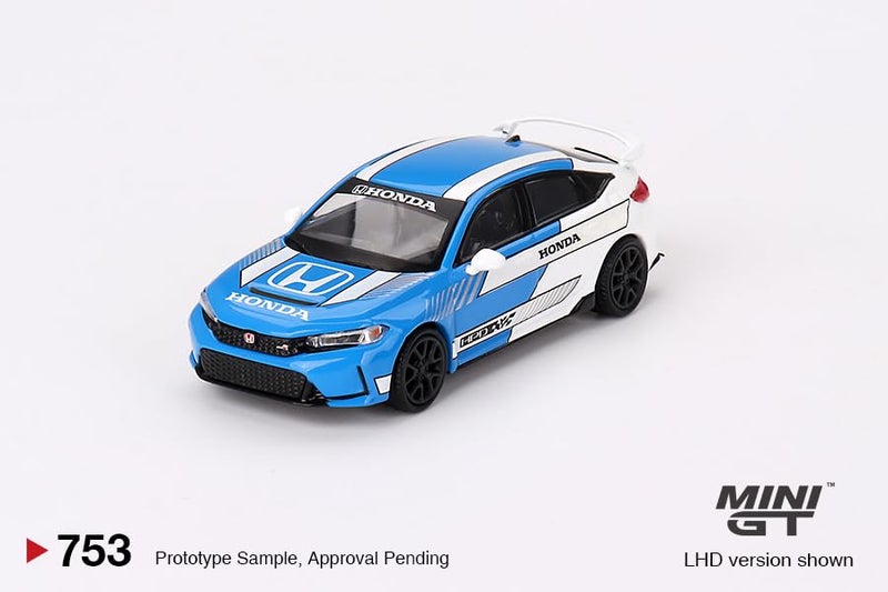 Mini GT Models True Scale Miniatures Model Car Compatible with Honda Civic Type R #3 2023 Pace Car Blue 1/64 Diecast Model Car Mini GT MGT00753 - Image 3