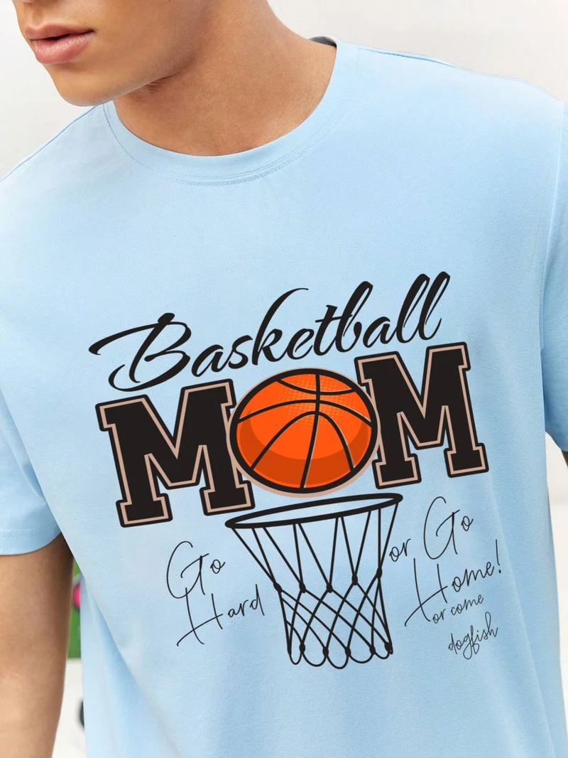 دوغ فش Lover Combination Couple Basketball Mom Mothers Day Printed Oversize Cotton T-Shirt 2-Piece
