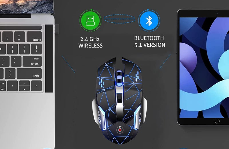 Offbeat® Alpha Bluetooth 5.1 + 2.4 Ghz Wireless Gaming Mouse, 7D Buttons Mouse, 3 DPI Modes 1600:2400:3200 mice for ipad, Mac Book, Tablet, PC, Smart TV - Image 3