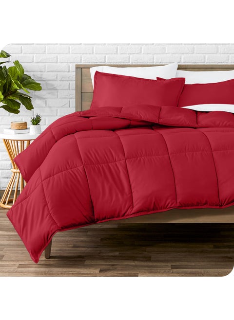 Bare Home Comforter Set  TwinTwin Extra Long Size  UltraSoft  Goose Down Alternative  Premium 1800 Series  All Season Warmth TwinTwin XL Red