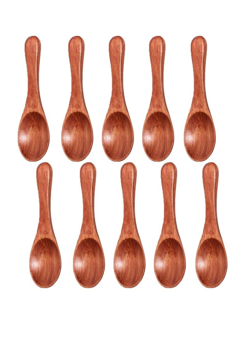 Oasisgalore 10-Pack Small Wooden Spoons Wood Honey Teaspoon for Kitchen Seasoning Oil Coffee Tea Sugar - Image 1