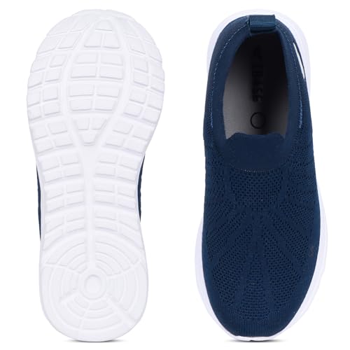 TRASE Sports Slip-On Shoes for Kids | Knitted Upper Lightweight Footwear for Boys & Girls | Comfortable EVA Sole and Breathable Shoes for Walking & Play (Teal-Blue, 4 UK) - Image 5