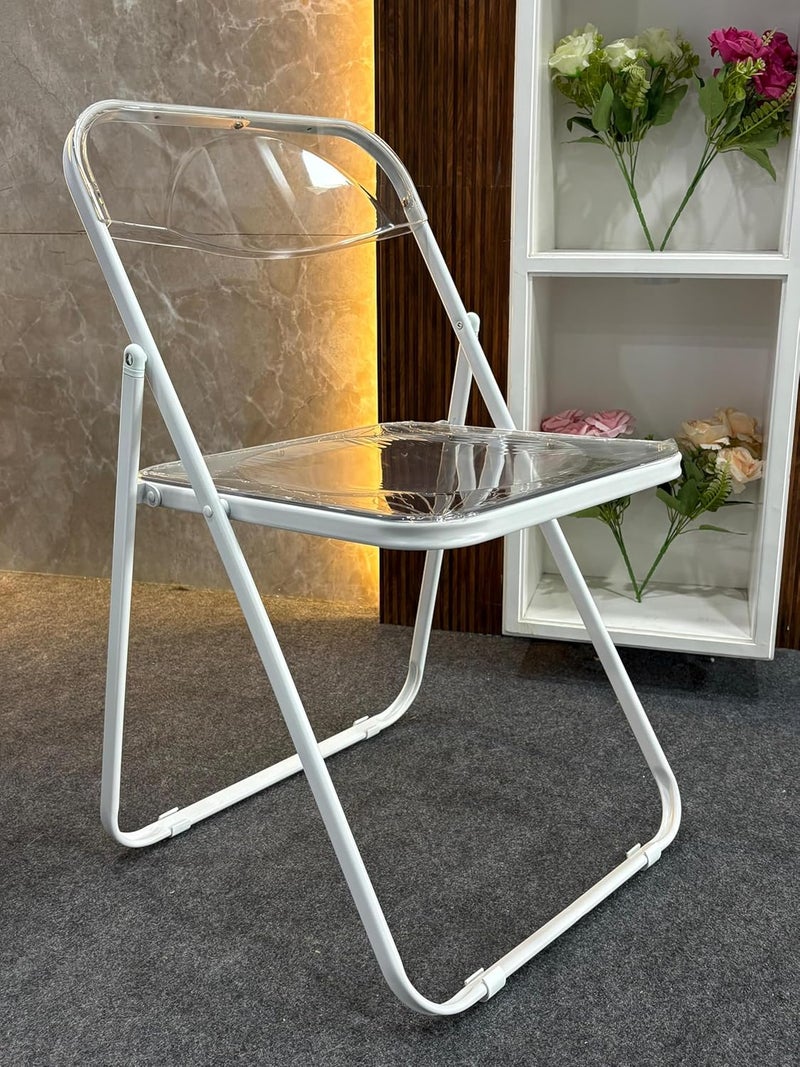Creative Creative Acrylic Foldable Chair Folding Chair for Home Office Living Room Waiting Room Camping Outdoor Guest Room Garden School Indoor Restaurant Pack of 1White  - Image 3