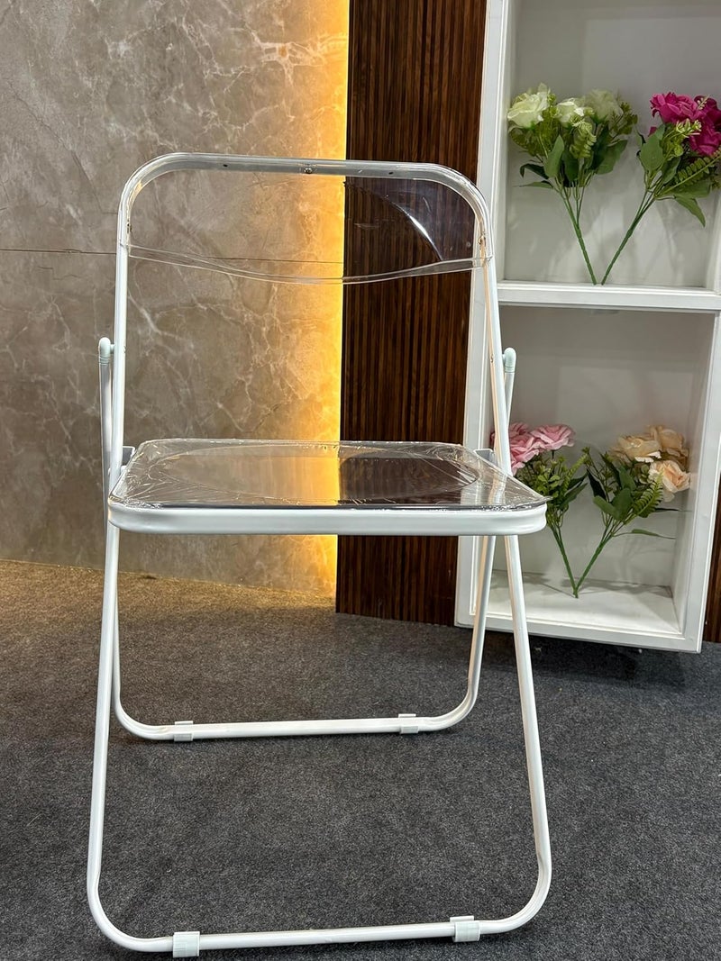 Creative Creative Acrylic Foldable Chair Folding Chair for Home Office Living Room Waiting Room Camping Outdoor Guest Room Garden School Indoor Restaurant Pack of 1White  - Image 2