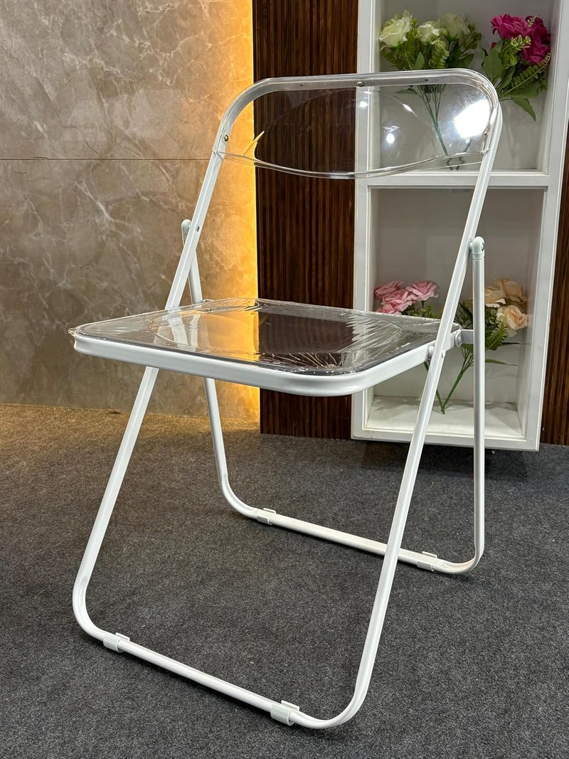 Creative Creative Acrylic Foldable Chair Folding Chair for Home Office Living Room Waiting Room Camping Outdoor Guest Room Garden School Indoor Restaurant Pack of 1White  - Image 1