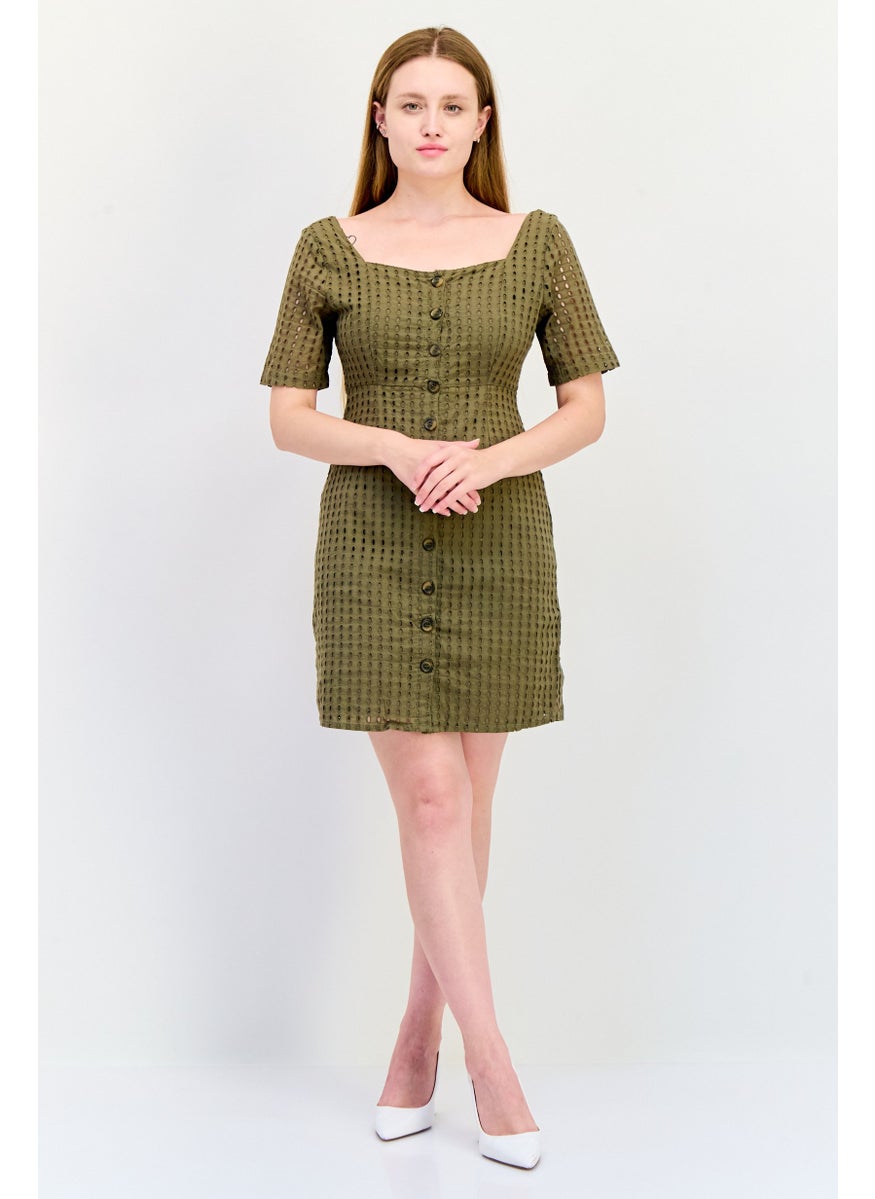 ONLY Women Eyelet Mini Dress, Olive  - Image 2