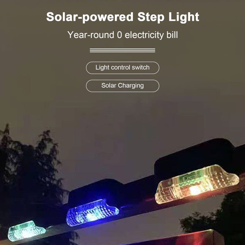 4PCS Outdoor Solar Stair Lights Waterproof LED Yard Decor Wall Fence Rail Staircase Step Lights, Energy-saving, Durable, Ideal for Home Garden Pathway - Image 3