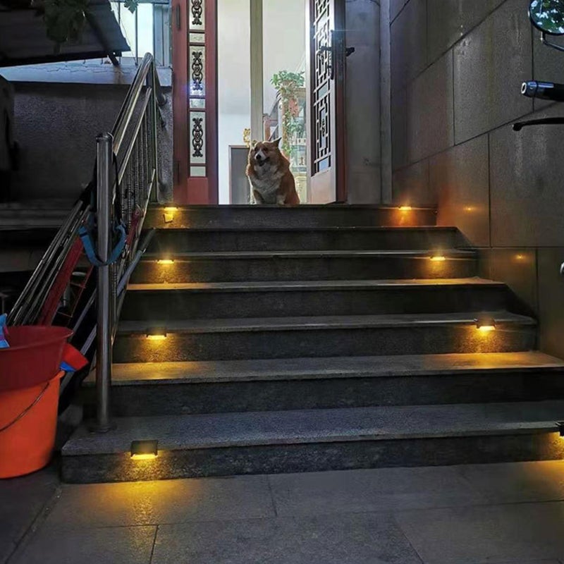4PCS Outdoor Solar Stair Lights Waterproof LED Yard Decor Wall Fence Rail Staircase Step Lights, Energy-saving, Durable, Ideal for Home Garden Pathway - Image 5