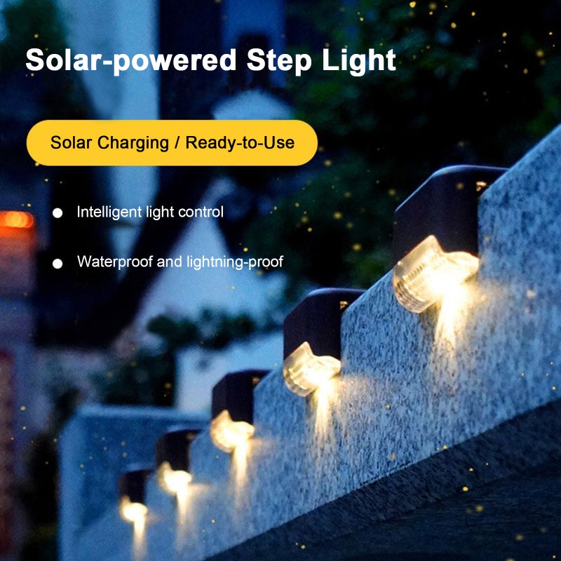 4PCS Outdoor Solar Stair Lights Waterproof LED Yard Decor Wall Fence Rail Staircase Step Lights, Energy-saving, Durable, Ideal for Home Garden Pathway - Image 4