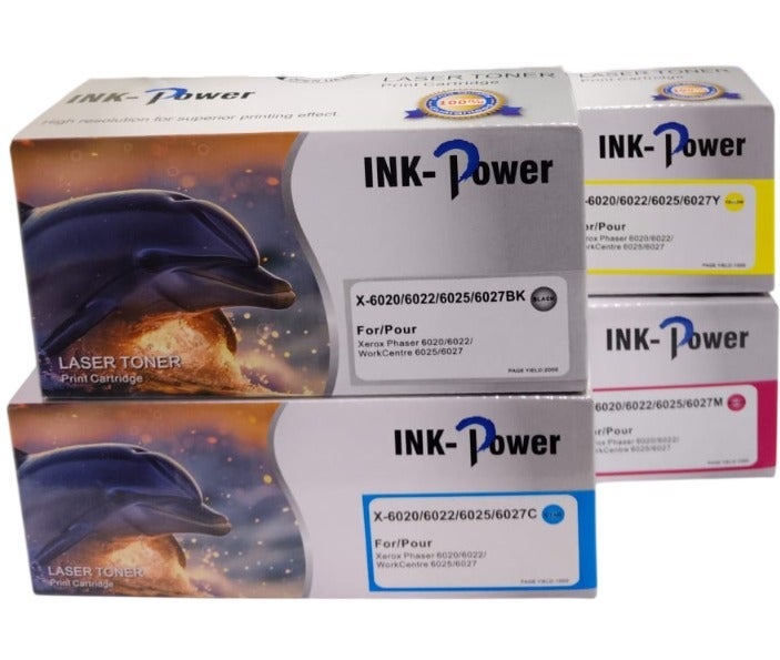 INKPOWER 6020 6022 Workcentre 6025 6027 Toner Cartridges Compatible Xerox 106R02756 106R02757 106R02758 106R02759.Four Colors Black Cyan Yellow Magenta. - Image 1