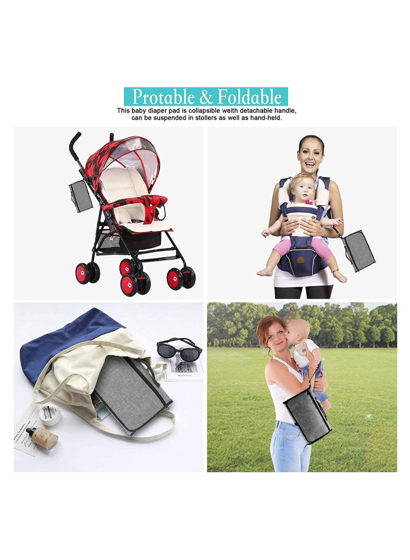 SOLARAE Portable Changing Mat, Baby Travel Changing Mat, Foldable Waterproof Diaper Nappy Pad with Storage Pockets, Lightweight Changing Pad with Memory Foam Headrest, Multifunctional Baby Changing Table - Image 4