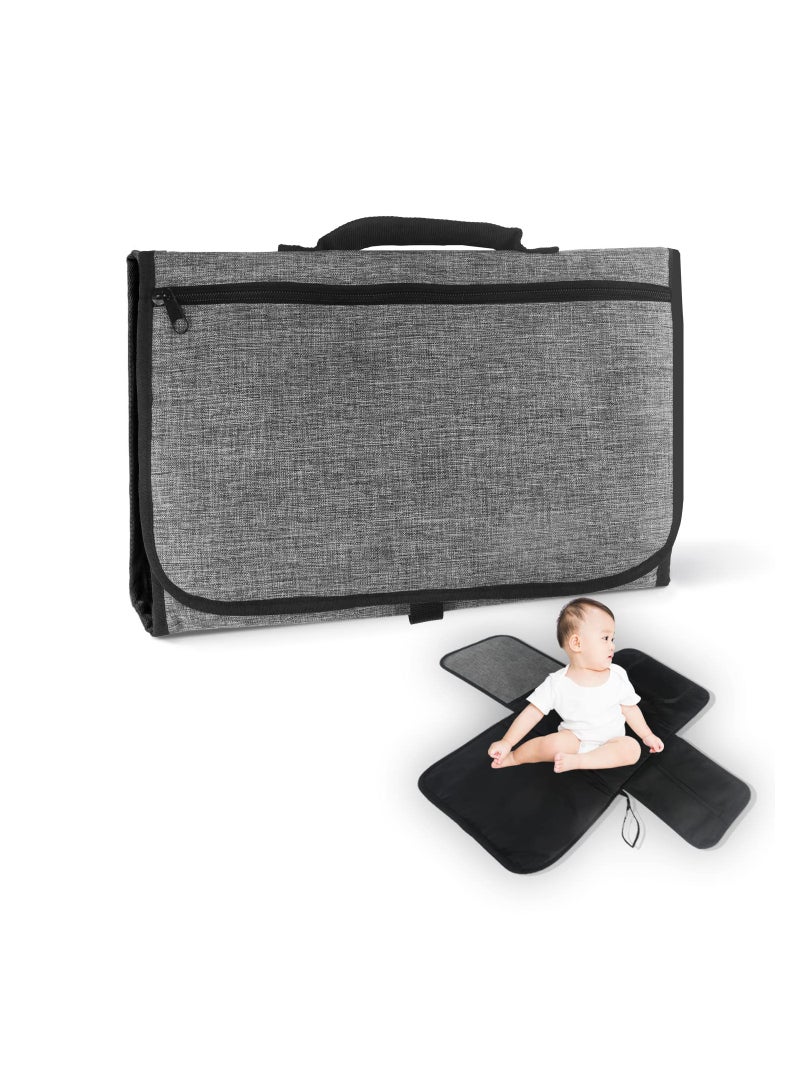 SOLARAE Portable Changing Mat, Baby Travel Changing Mat, Foldable Waterproof Diaper Nappy Pad with Storage Pockets, Lightweight Changing Pad with Memory Foam Headrest, Multifunctional Baby Changing Table - Image 1