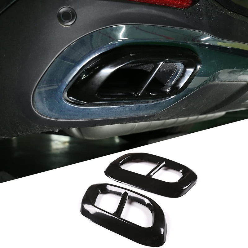 Stainless Steel For Mercedes Benz GLE 350 GLE 450 GLC GLS W167 X253 X167 2020 Car Exterior Muffler Exhaust Pipe Tail Cover Trim Accessories Glossy black