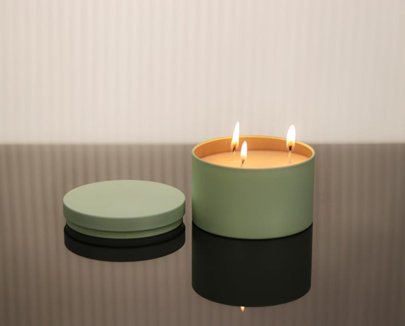 Aroparc Candle Tins with Lids, 3 Wicks Candle Jars 14oz/420ml Candle Containers 12 Pack Seamless Bulk Candle Containers for Candle Making Supplies Wholesale Empty Candle Jars - Mint - Image 3