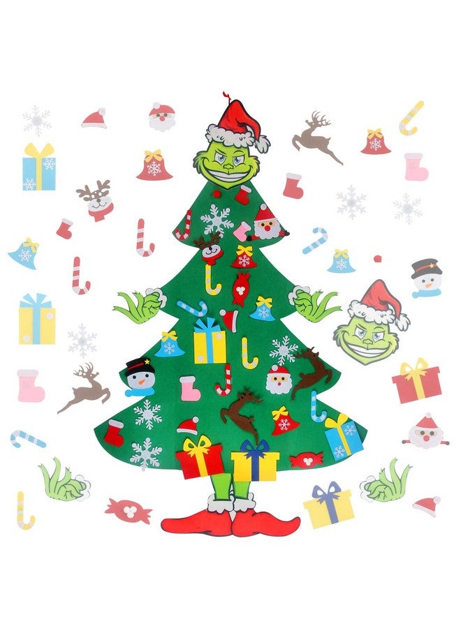 GameXcel 4.5Ft Diy Grinch Felt Christmas Tree Set With 37Pcs Ornaments Wall Hanging Felt Xmas Tree For Kids Toddlers Christmas Baby New Year Gift Decorations Party Supplier - Image 1