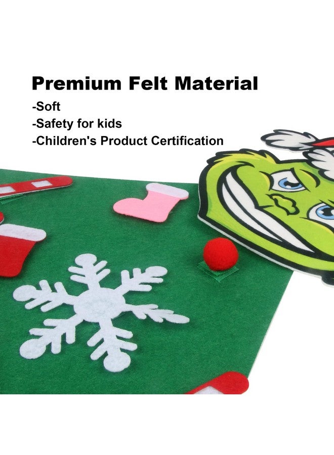 GameXcel 4.5Ft Diy Grinch Felt Christmas Tree Set With 37Pcs Ornaments Wall Hanging Felt Xmas Tree For Kids Toddlers Christmas Baby New Year Gift Decorations Party Supplier - Image 2