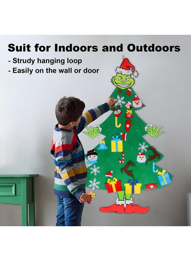 GameXcel 4.5Ft Diy Grinch Felt Christmas Tree Set With 37Pcs Ornaments Wall Hanging Felt Xmas Tree For Kids Toddlers Christmas Baby New Year Gift Decorations Party Supplier - Image 4