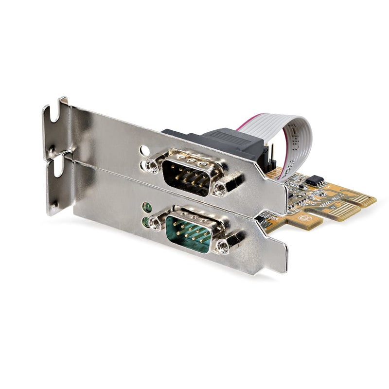 Startech.com StarTechcom 2Port PCI Express Serial Interface Card Dual Port PCIe to RS232 DB9 Serial Card 16C1050 UART LowFull Profile Brackets COM Retention for WindowsLinux TAA 21050PCSERIALLP - Image 2
