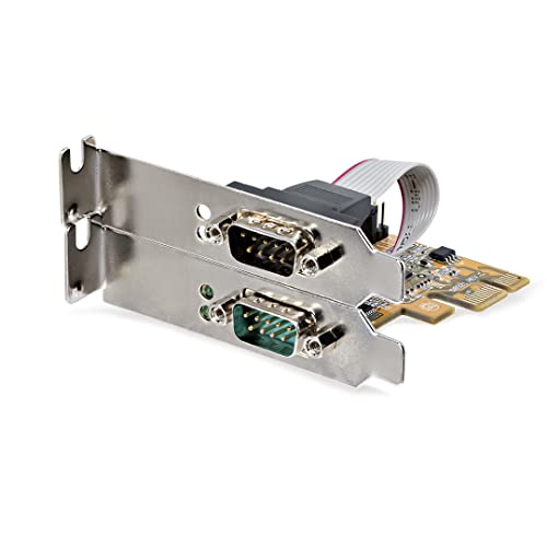 Startech.com StarTechcom 2Port PCI Express Serial Interface Card Dual Port PCIe to RS232 DB9 Serial Card 16C1050 UART LowFull Profile Brackets COM Retention for WindowsLinux TAA 21050PCSERIALLP - Image 1