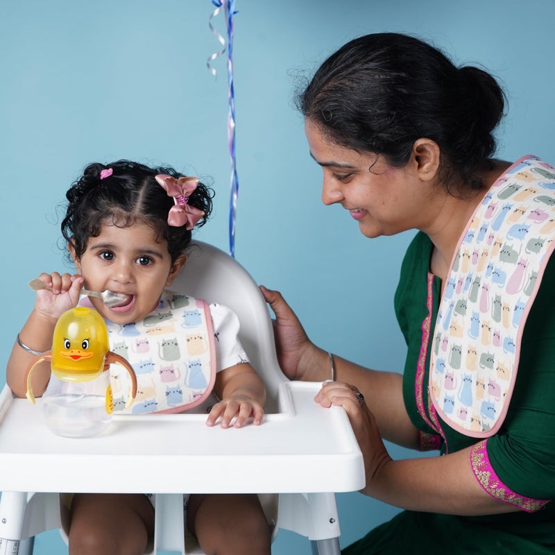 Happy Matty مجموعة 3 قطع من شراشف التجشؤ للأطفال القابلة للامتصاص والجفاف السريع والقابلة للغسل بألوان متعددة 0-3 سنوات بطيخ أناناس قطة حجم صغير (48 سم × 19 سم) - Image 4