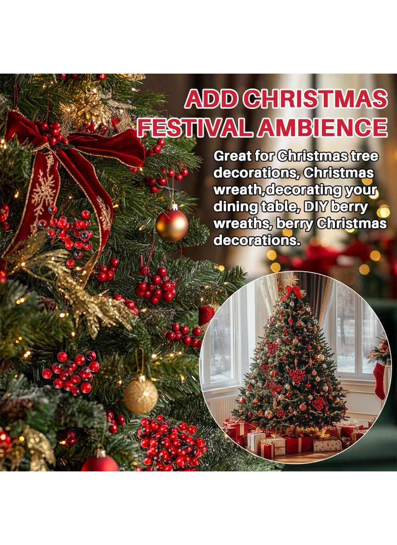 MAQIHAN MAQIHAN Artificial Holly Berries - 150 Pcs Christmas Holly Berries Stems for Crafts Faux Holly Berries Artificial Red Holly Berry Stems for Christmas Wreath Christmas Tree Table Kitchen Wall Decor  - Image 4