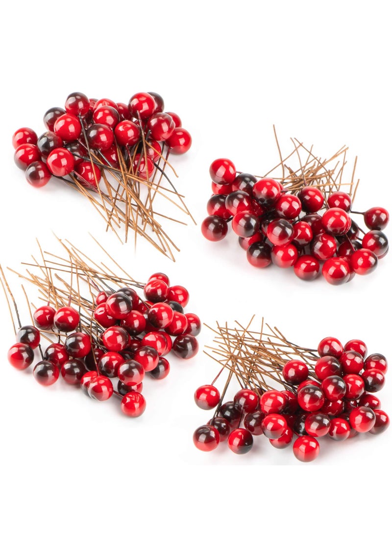 MAQIHAN MAQIHAN Artificial Holly Berries - 150 Pcs Christmas Holly Berries Stems for Crafts Faux Holly Berries Artificial Red Holly Berry Stems for Christmas Wreath Christmas Tree Table Kitchen Wall Decor  - Image 1