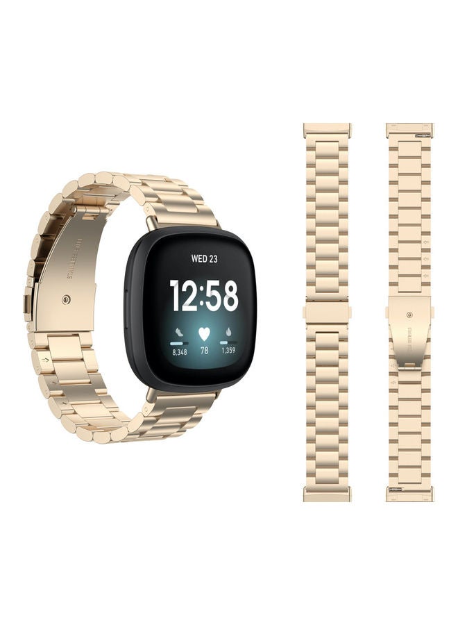 Perfii Stainless Steel Replacement Band For Fitbit Versa 3 Light Rose Gold - Image 1