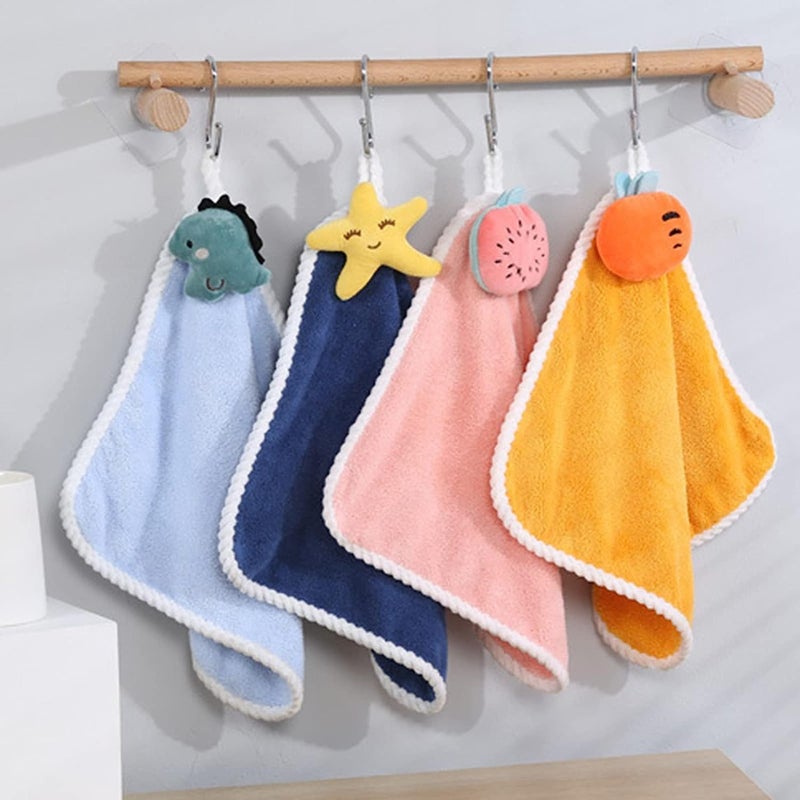 F Y V icrofiber Wash Basin Hanging Hand Kitchen Towel Napkin with Ties 30x30 cm Pack of 4 Multicolor - Image 2
